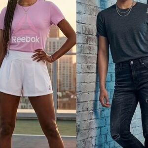 Reebok Pink and Charcoal Dual-Style Logo Tees